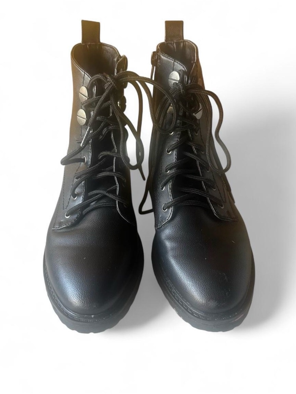 Women's Black Lace-Up Combat Boots - Sleek Utility Style